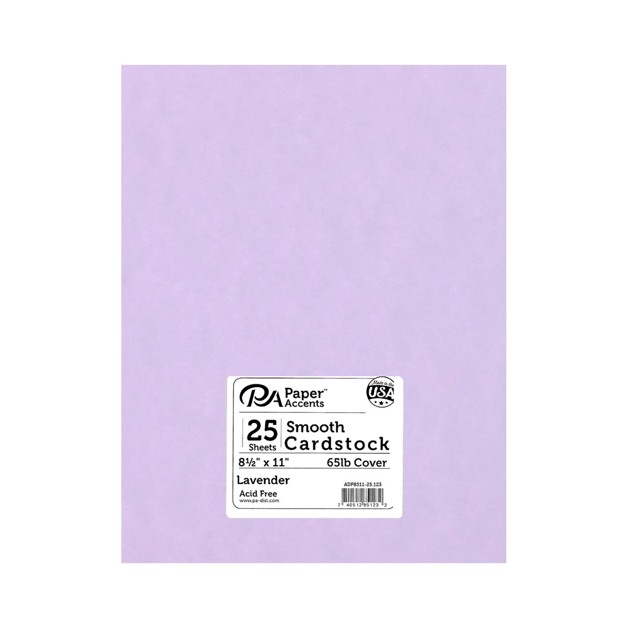 PA Paper Accents Smooth Cardstock 8.5" x 11" Lavender, 65lb colored cardstock paper for card making, scrapbooking, printing, quilling and crafts, 25 piece pack